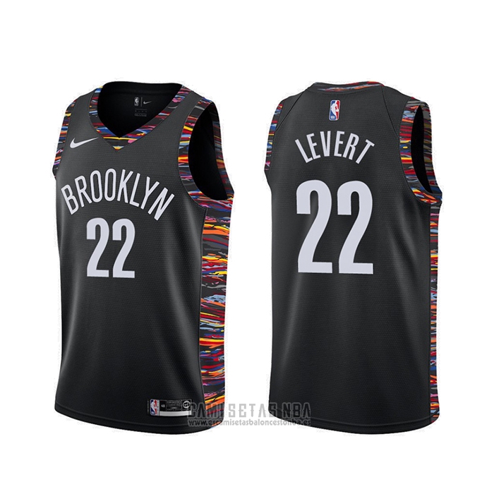 Camiseta Brooklyn Nets Caris Levert #22 Ciudad Negro
